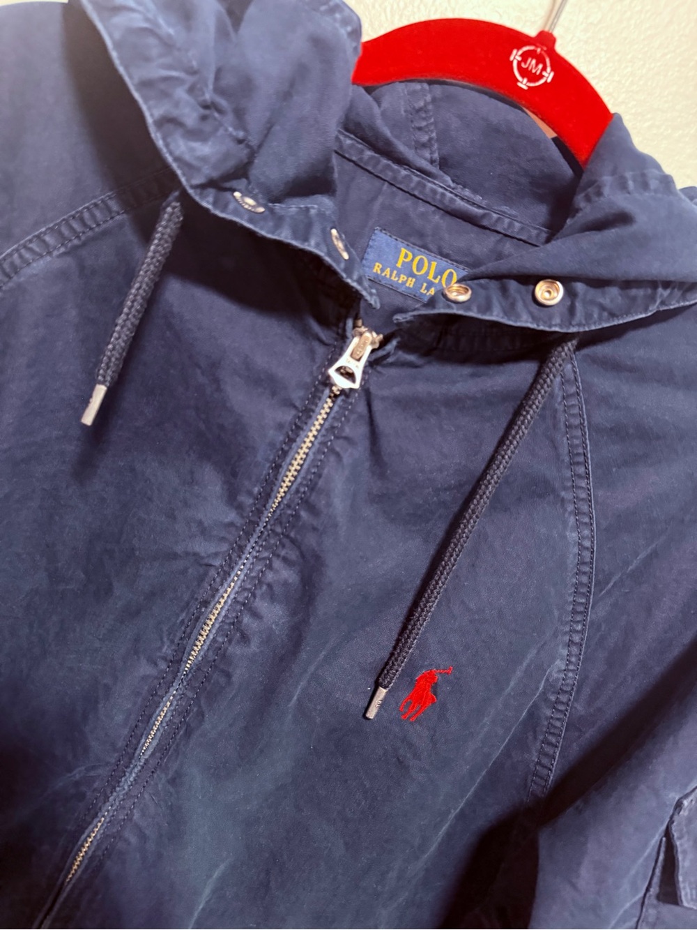 Ralph Lauren Navy Hooded Zip Jacket with Red Pony Detail